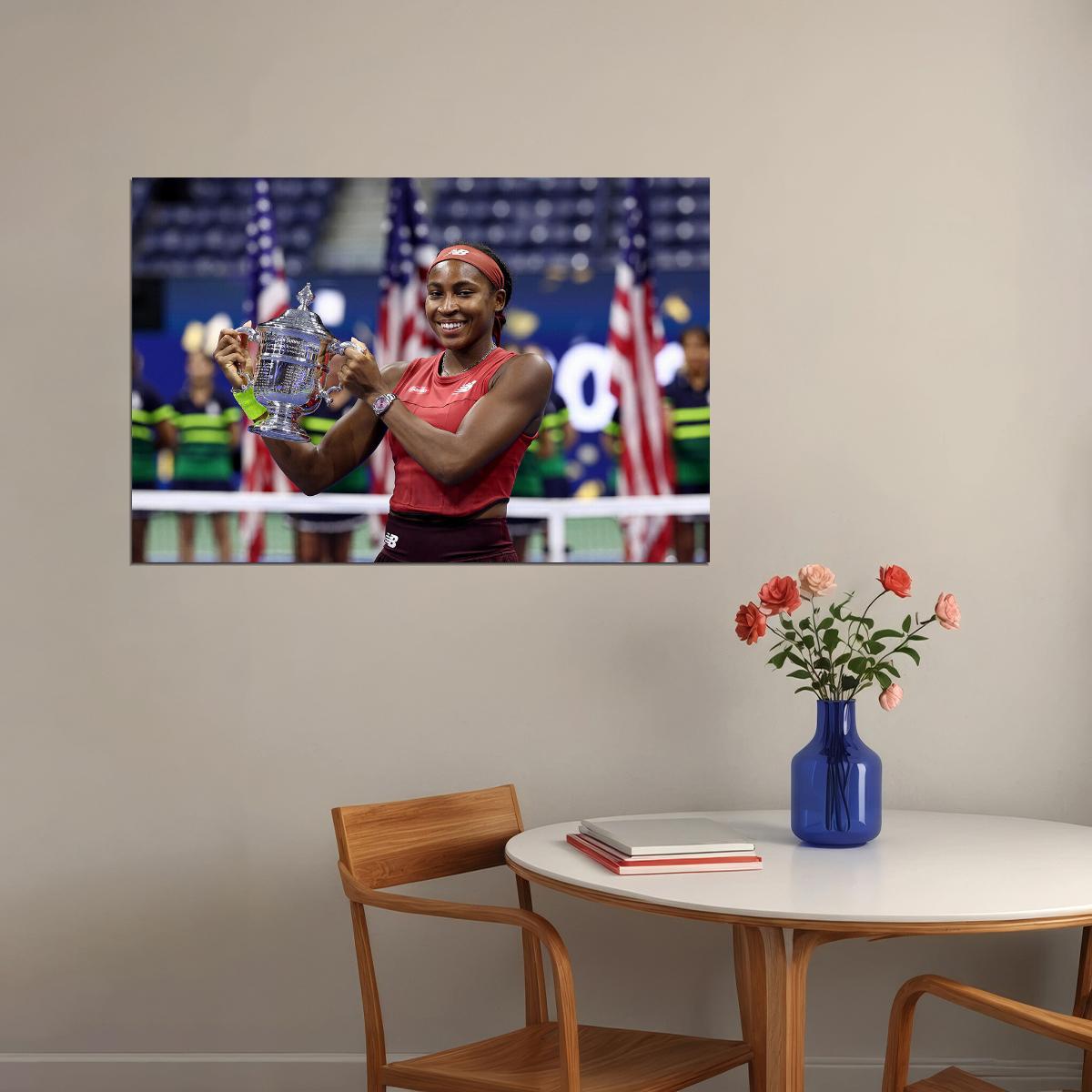 Coco Gauff Us Open Champion American Sports Tennis Player Poster Wall Art Print Home Wall Decor - xonomax