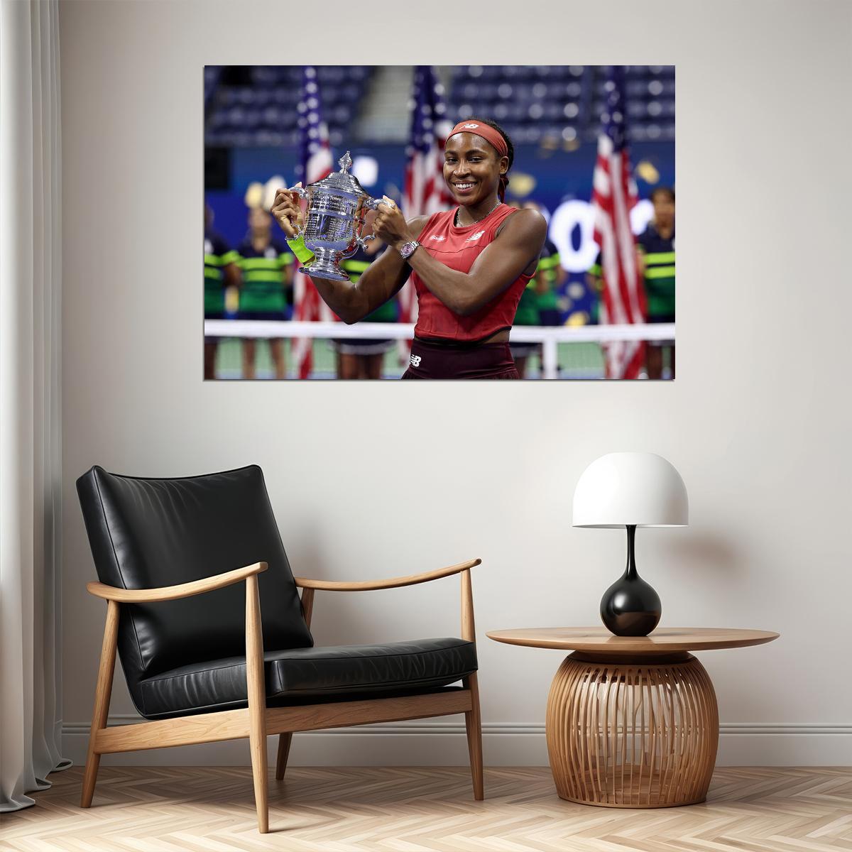 Coco Gauff Us Open Champion American Sports Tennis Player Poster Wall Art Print Home Wall Decor - xonomax