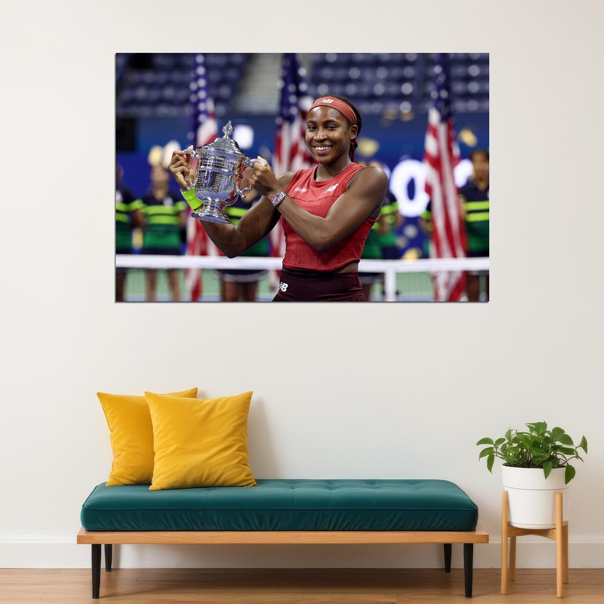 Coco Gauff Us Open Champion American Sports Tennis Player Poster Wall Art Print Home Wall Decor - xonomax
