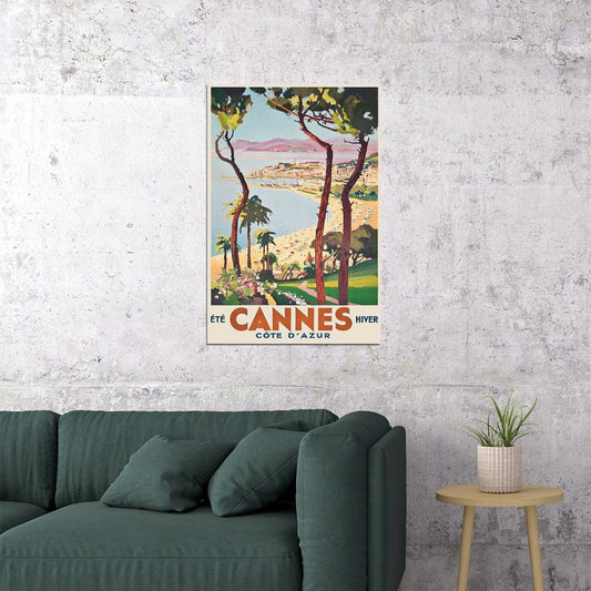 1930s Cannes France Vintage Style French Travel Poster Wall Art Print Home Wall Decor - xonomax