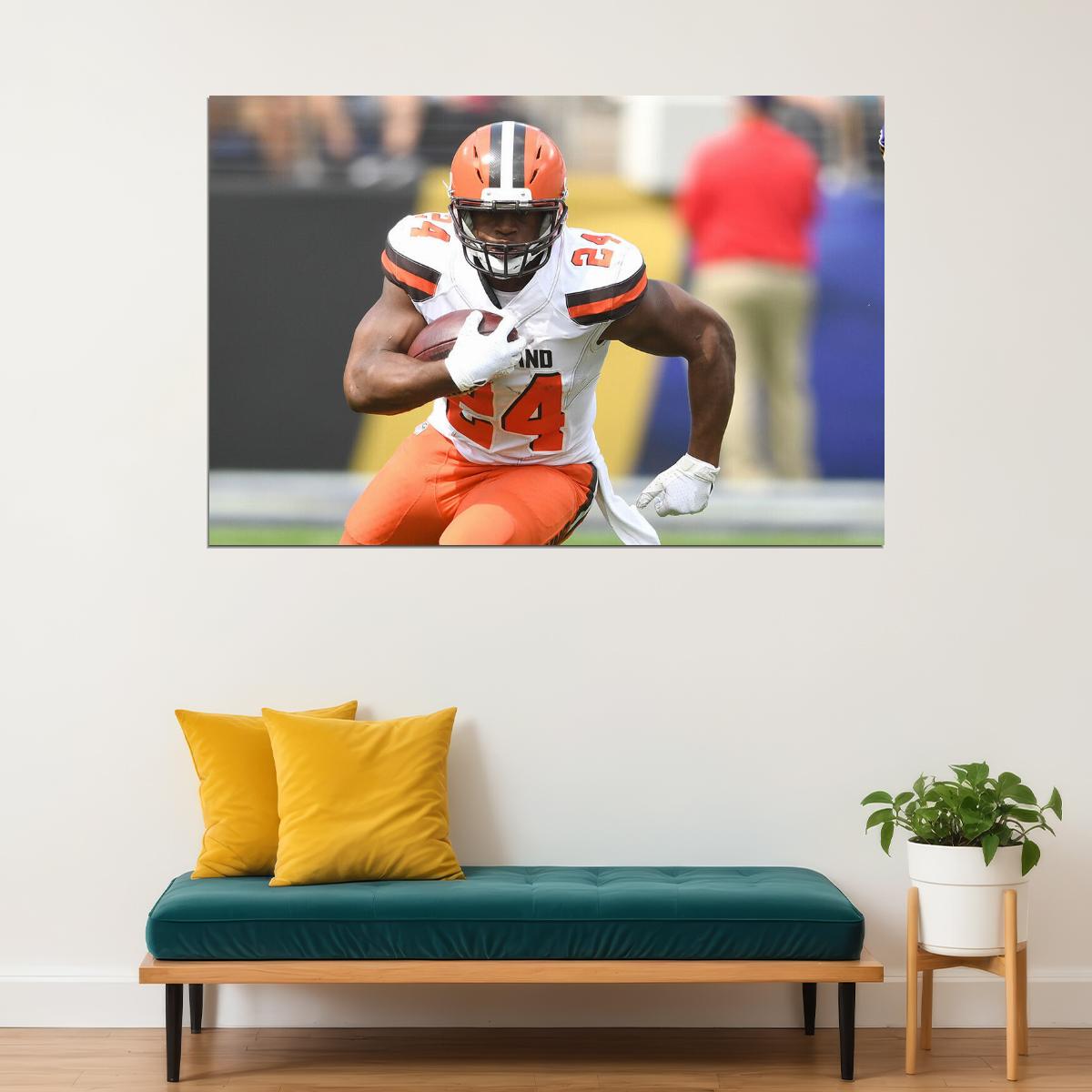 Nick Chubb Cleveland Browns American Football Player Poster Wall Art Print Home Wall Decor - xonomax
