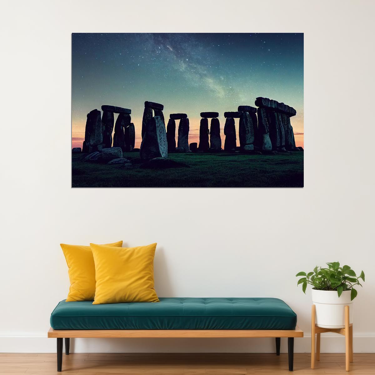 Stonehenge Starry Night England Monument Landscape Poster Wall Art Print Home Wall Decor - xonomax