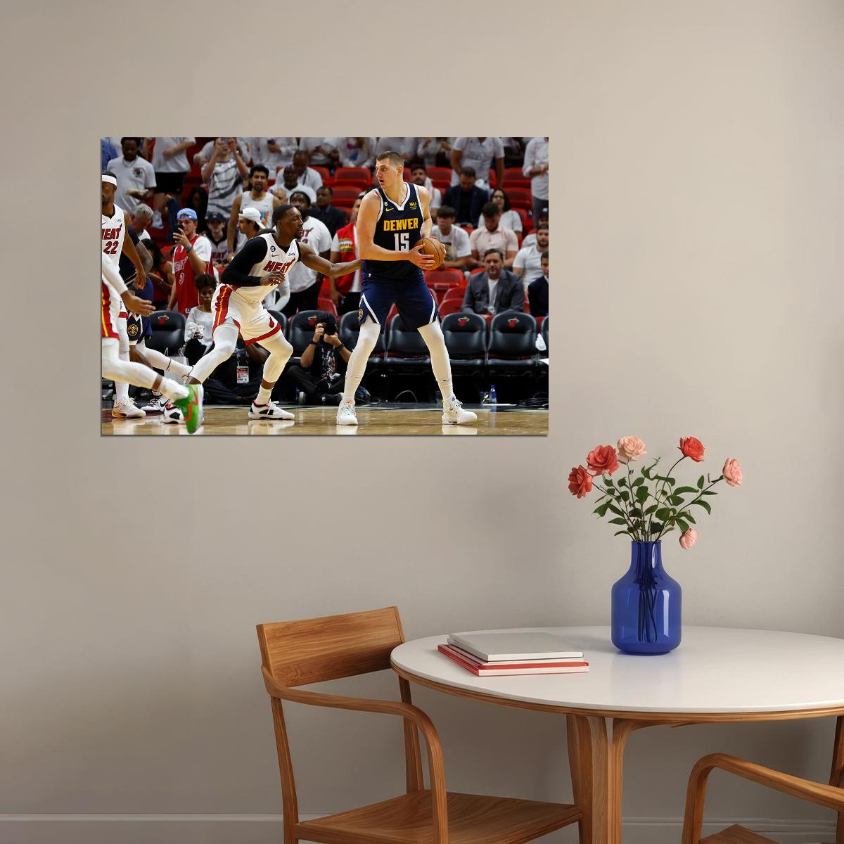 Nikola Jokic Serbian Basketballer Denver Nuggets Team Poster Wall Art Print Home Wall Decor - xonomax
