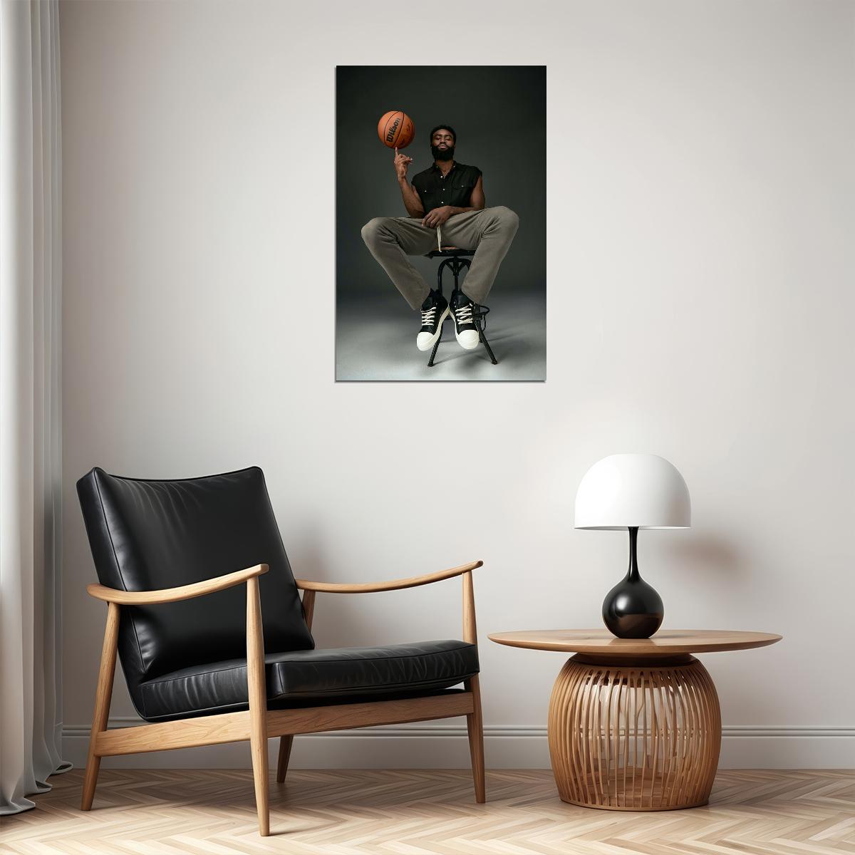 Basketballer Jaylen Brown In The Chair Sports Athlete Poster Wall Art Print Home Wall Decor - xonomax
