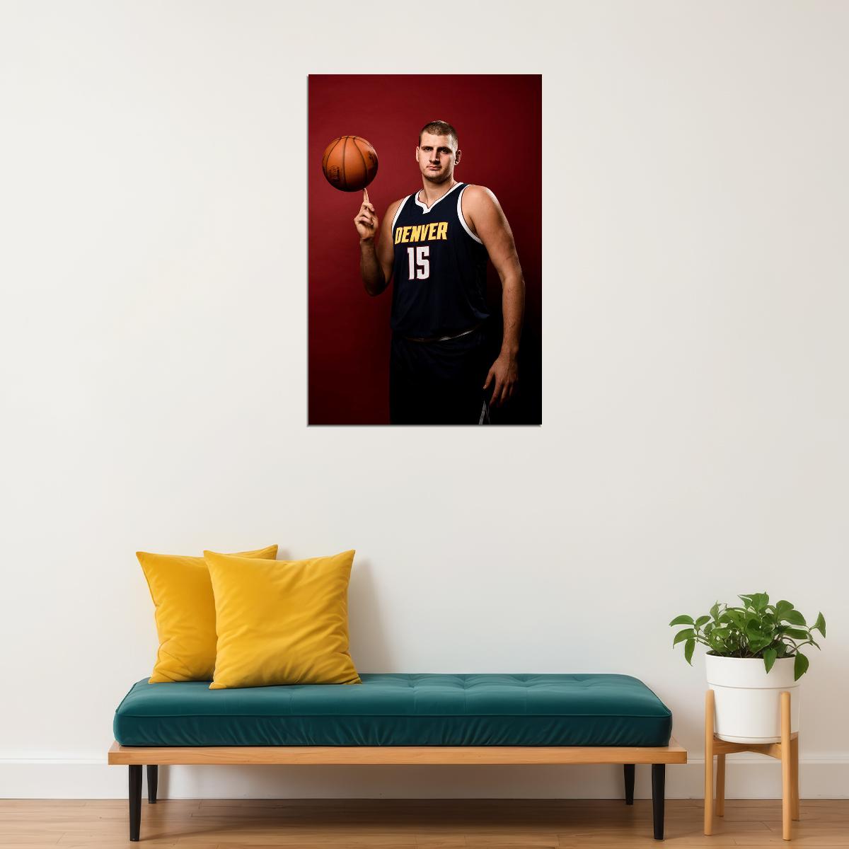 Denver Nuggets Basketball Team Nikola Jokic Basketballer Poster Wall Art Print Home Wall Decor - xonomax