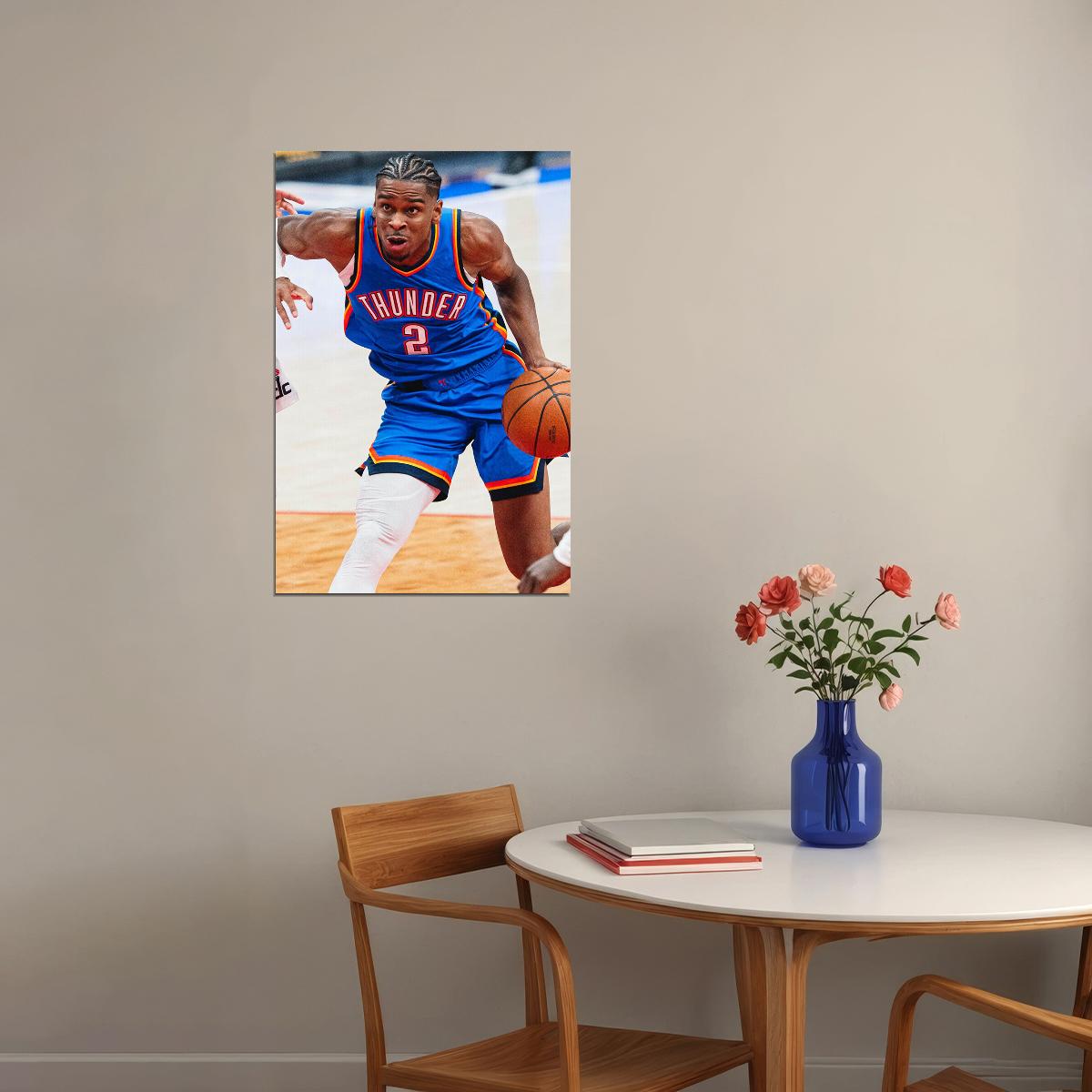 Shai Gilgeous-alexander Oklahoma City Thunder Basketball Poster Wall Art Print Home Wall Decor - xonomax