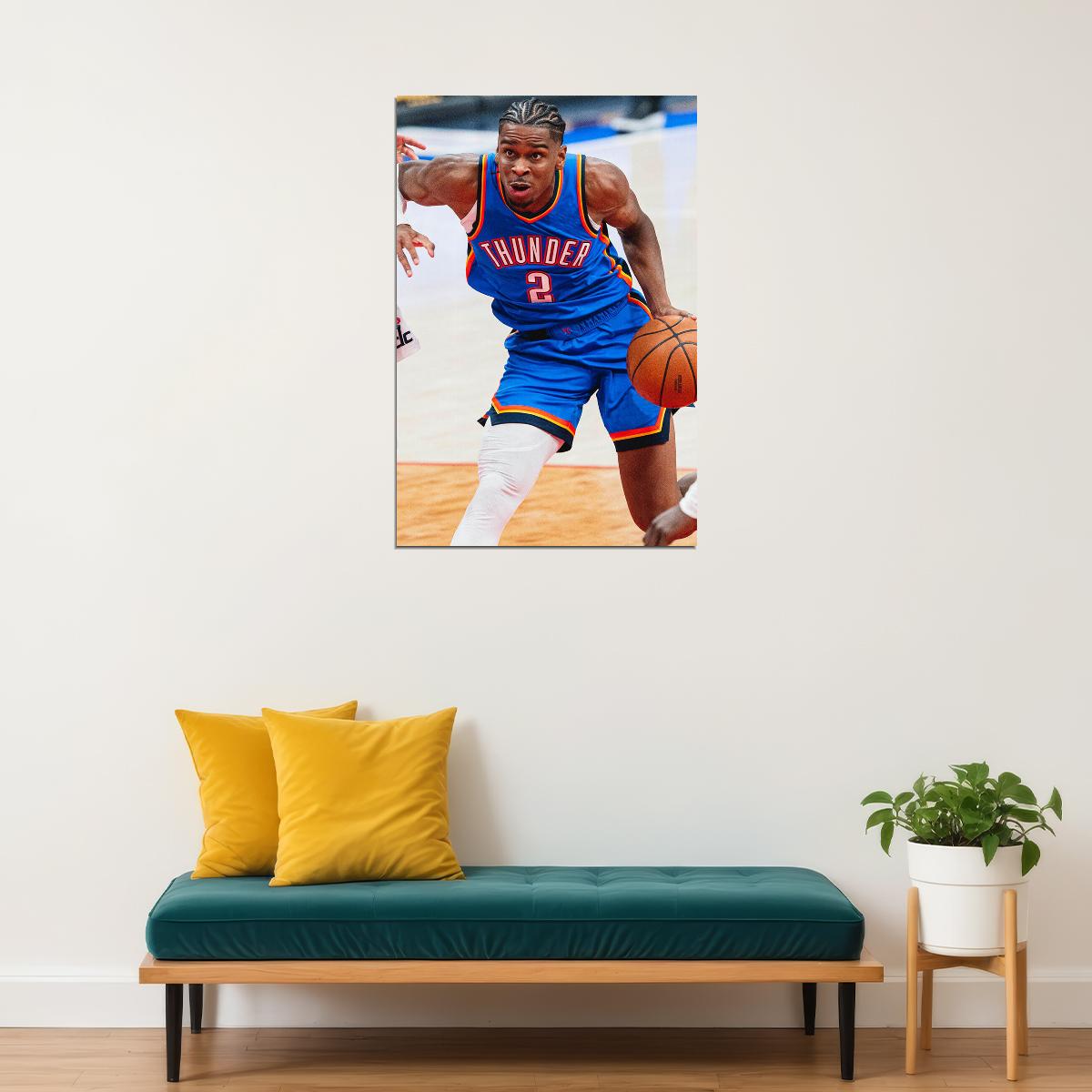 Shai Gilgeous-alexander Oklahoma City Thunder Basketball Poster Wall Art Print Home Wall Decor - xonomax