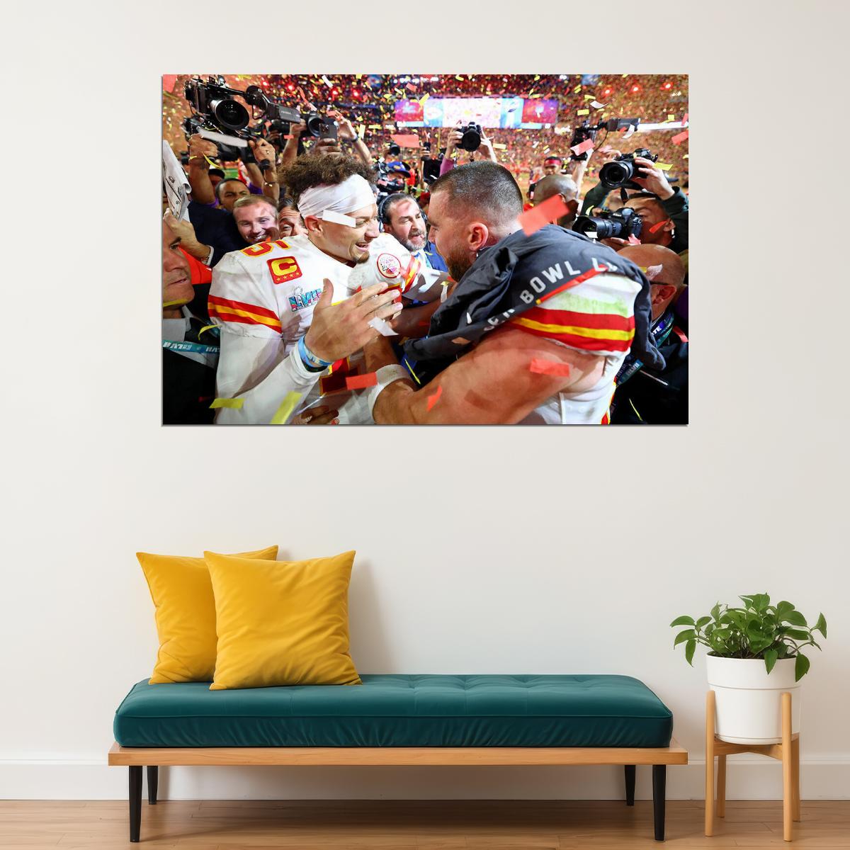 Patrick Mahomes Travis Kelce Ahtletes Kansas City Chiefs Poster Wall Art Print Home Wall Decor - xonomax