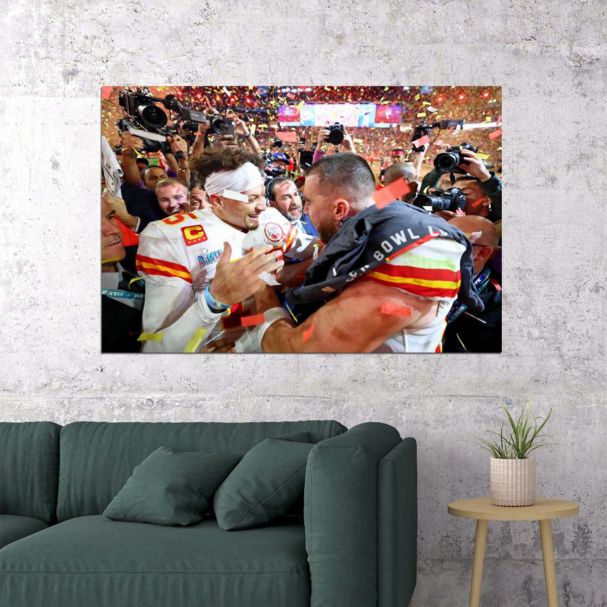 Patrick Mahomes Travis Kelce Ahtletes Kansas City Chiefs Poster Wall Art Print Home Wall Decor - xonomax