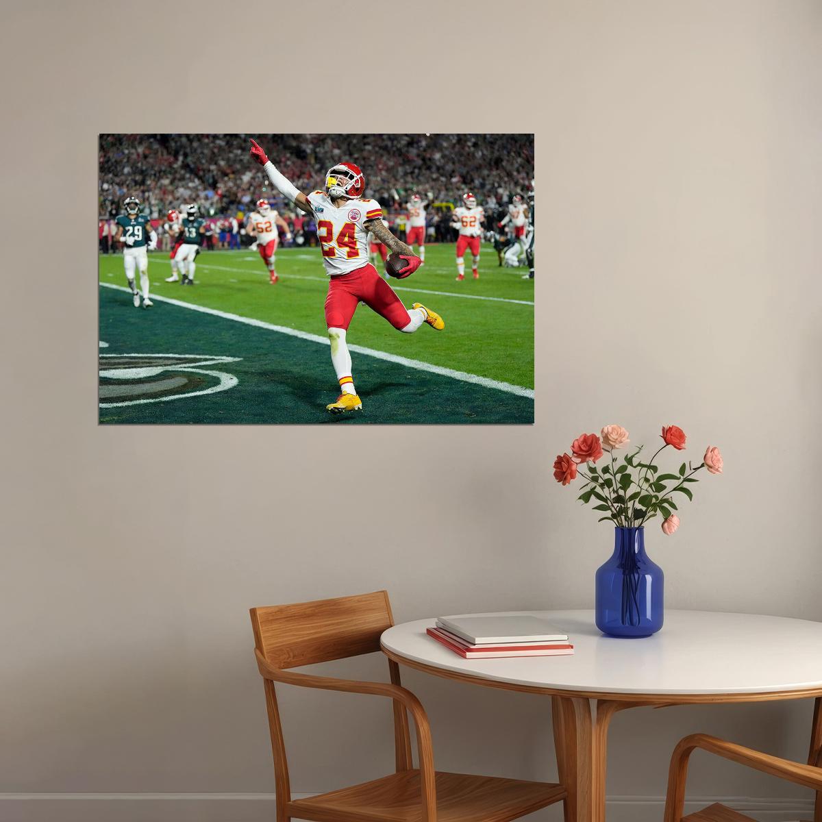 Skyy Moore 24 American Footballer Kansas City Chiefs Poster Wall Art Print Home Wall Decor - xonomax