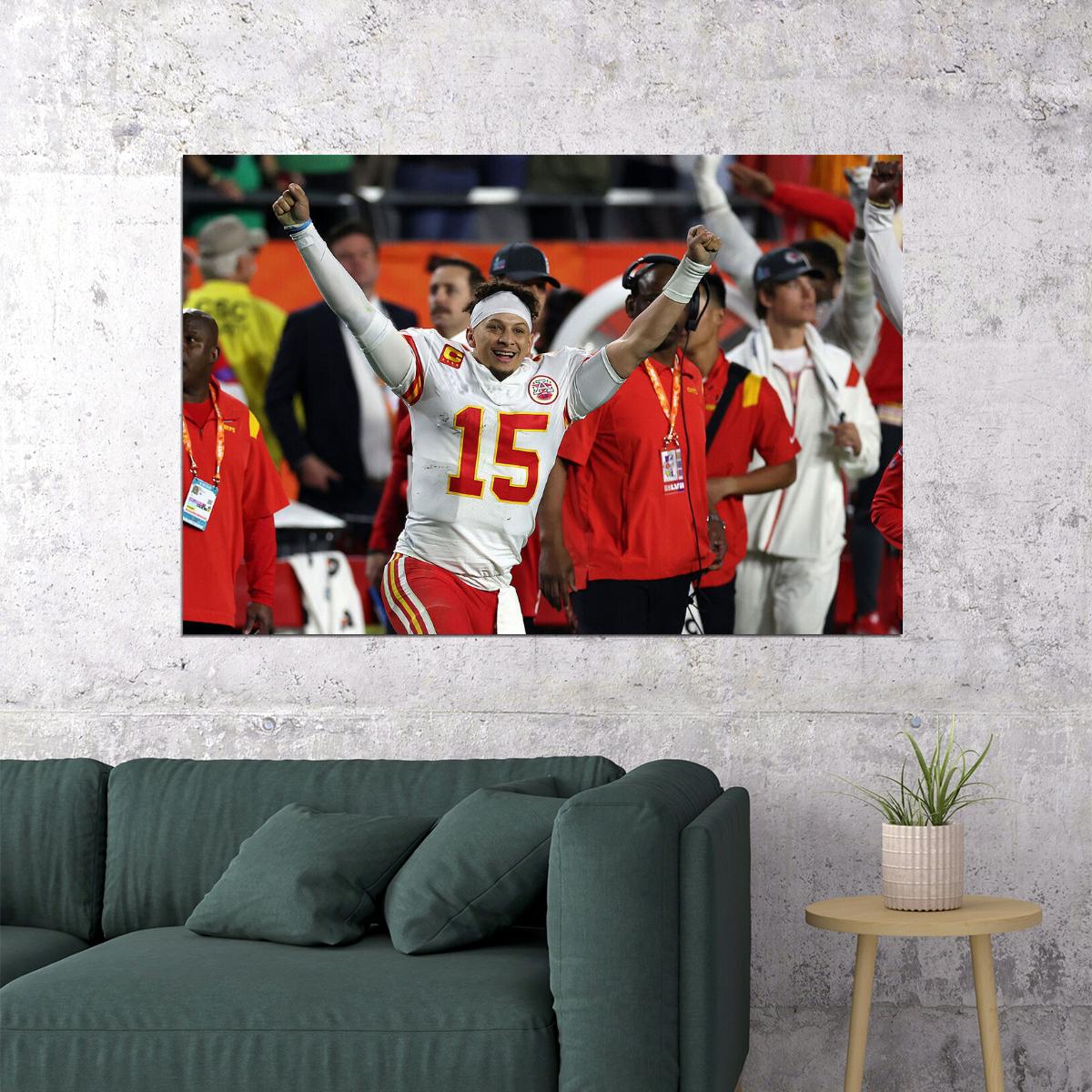 Patrick Mahomes Kansas City Chiefs American Footballer Poster Wall Art Print Home Wall Decor - xonomax