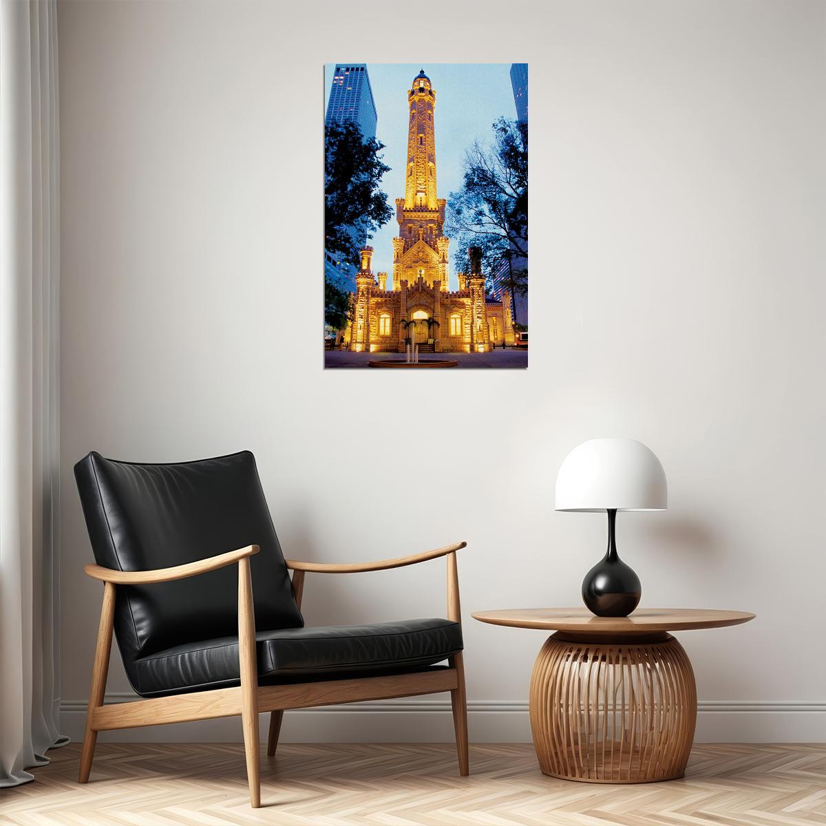 Chicago Water Tower Historical Building Poster Wall Art Print Home Wall Decor - xonomax