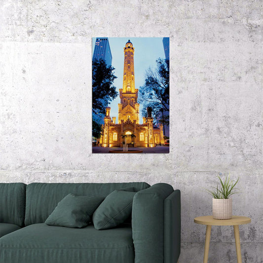 Chicago Water Tower Historical Building Poster Wall Art Print Home Wall Decor - xonomax