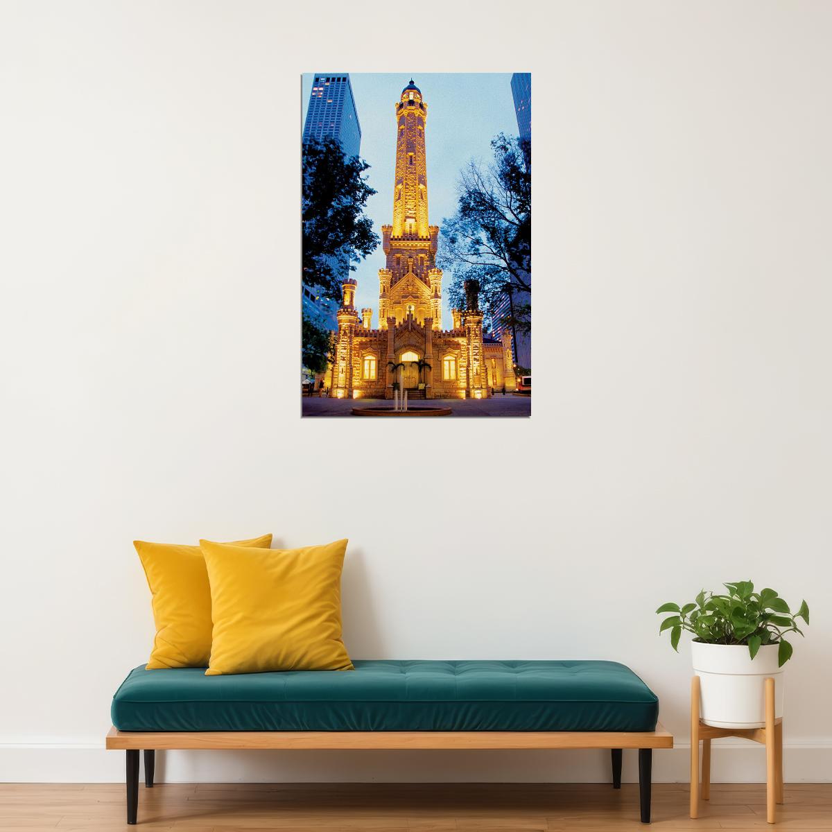 Chicago Water Tower Historical Building Poster Wall Art Print Home Wall Decor - xonomax