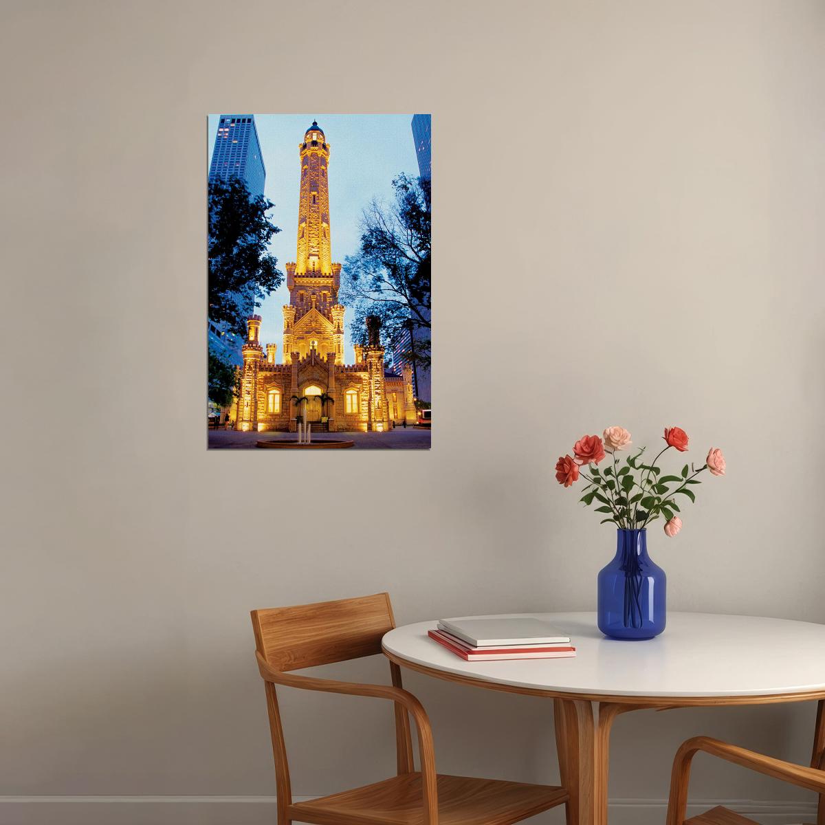 Chicago Water Tower Historical Building Poster Wall Art Print Home Wall Decor - xonomax