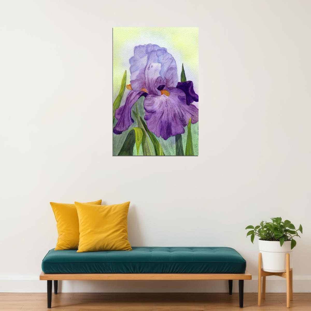 Purple Colorful Plants Iris Flower Oil Paint Poster Wall Art Print Home Wall Decor - xonomax