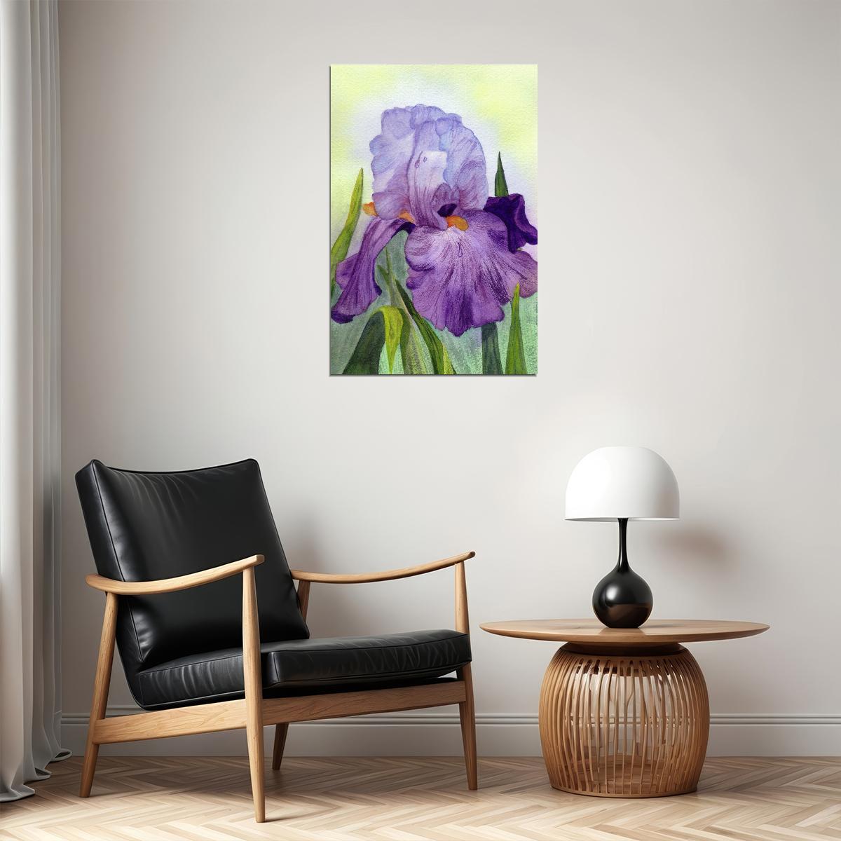 Purple Colorful Plants Iris Flower Oil Paint Poster Wall Art Print Home Wall Decor - xonomax