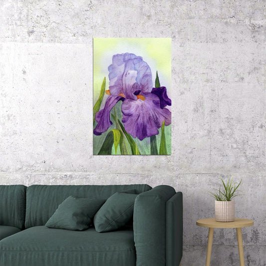 Purple Colorful Plants Iris Flower Oil Paint Poster Wall Art Print Home Wall Decor - xonomax