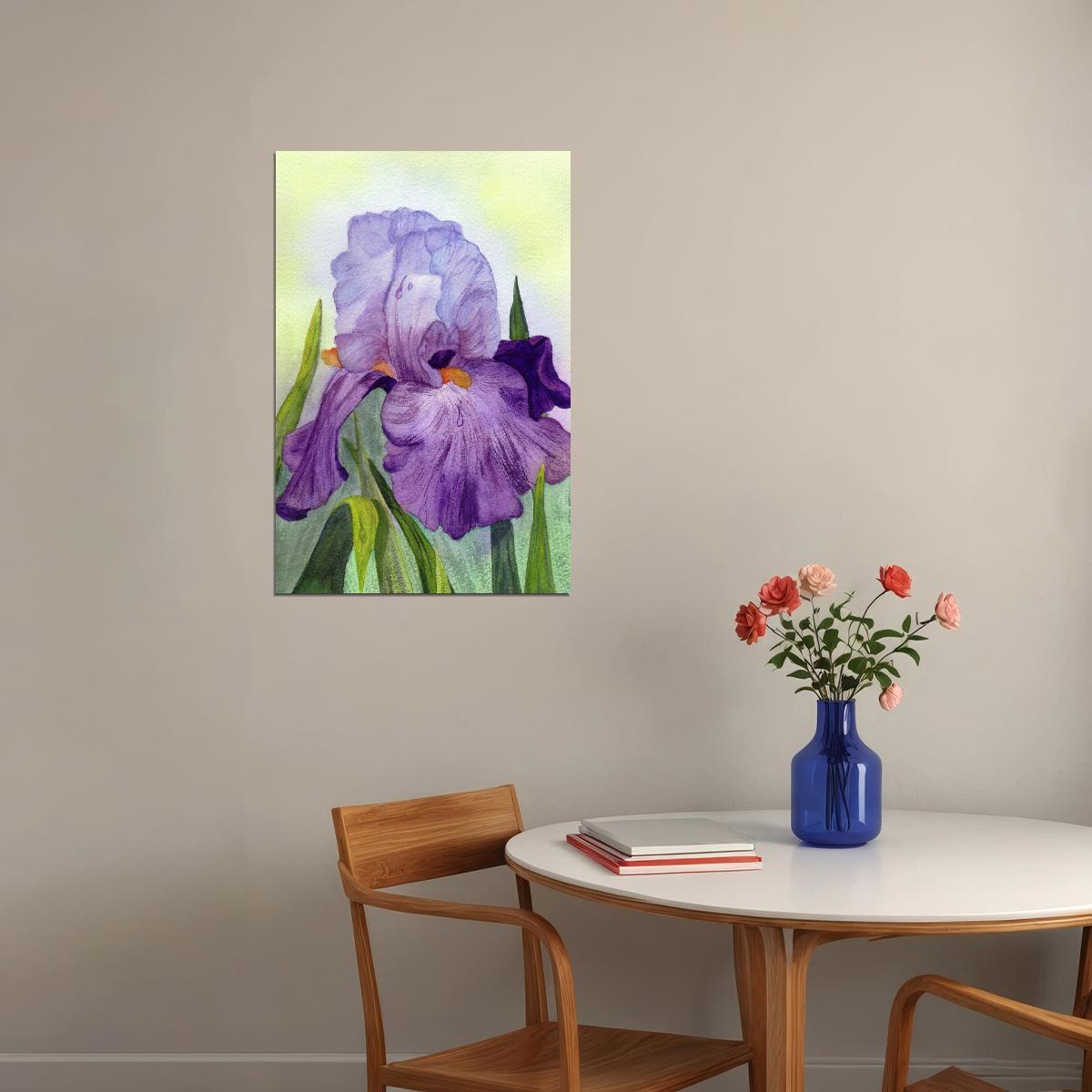 Purple Colorful Plants Iris Flower Oil Paint Poster Wall Art Print Home Wall Decor - xonomax