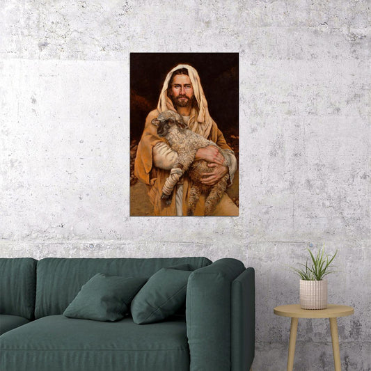 Shepherd Jesus With Lambs Oil Painting Vintage Poster Wall Art Print Home Wall Decor - xonomax