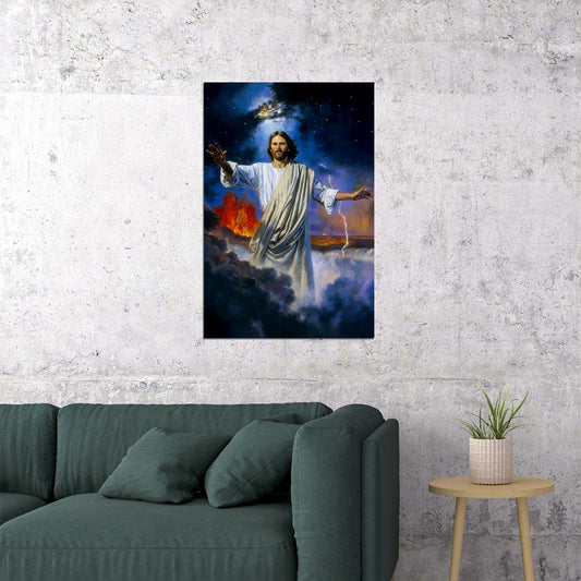 Jesus In The Sky Oil Painting Religious Vintage Poster Wall Art Print Home Wall Decor - xonomax