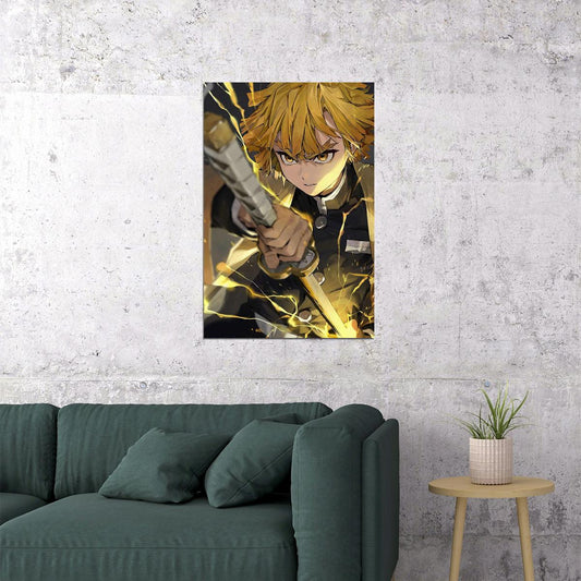 Zenitsu Demon Slayer Anime Action Adventure Poster Wall Art Print Home Wall Decor - xonomax