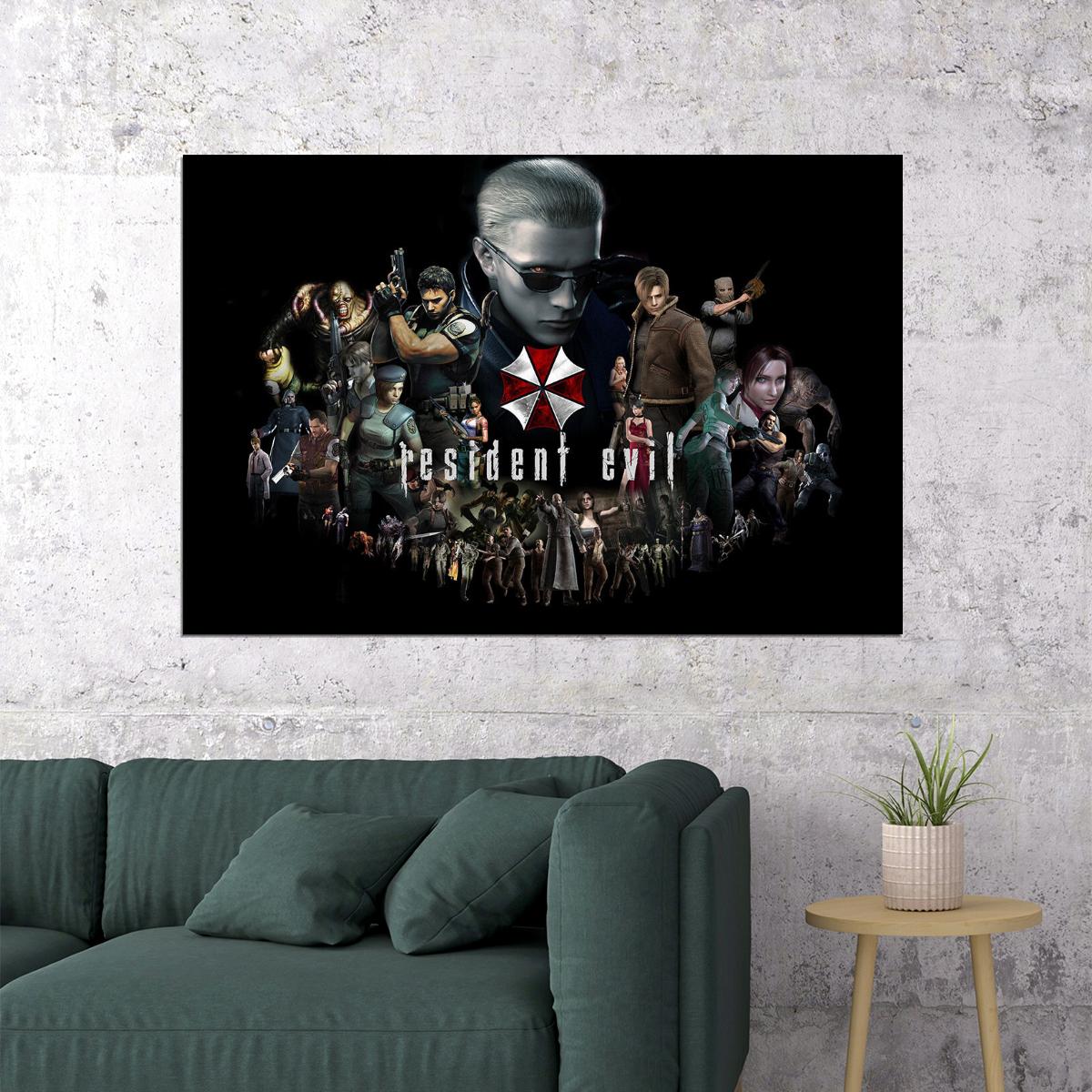 Resident Evil Mash Up Video Games Fantasy Poster Wall Art Print Home Wall Decor - xonomax