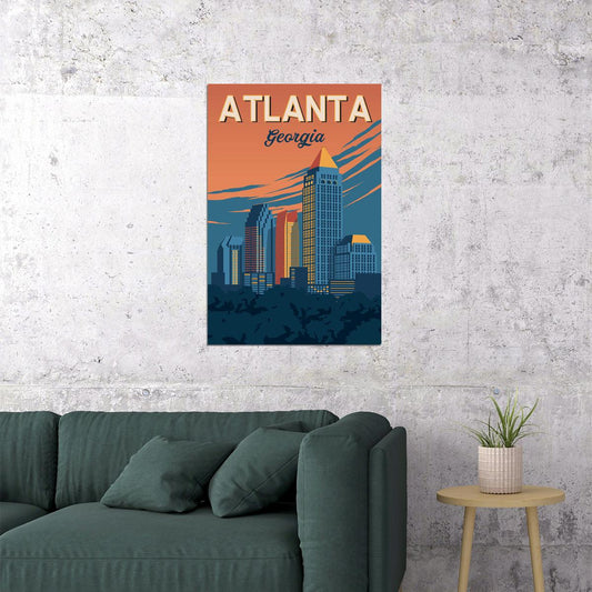 Atlanta Georgia Landscape Travel Vintage Poster Wall Art Print Home Wall Decor - xonomax
