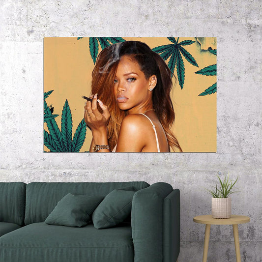 Rihanna Singer Smoking Weed Picture Poster Wall Art Print Home Wall Decor - xonomax