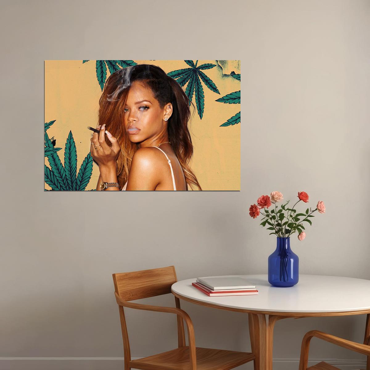 Rihanna Singer Smoking Weed Picture Poster Wall Art Print Home Wall Decor