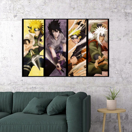 Sasuke Minato Jiraiya Naruto Characters Collage Poster Wall Art Print Home Wall Decor - xonomax