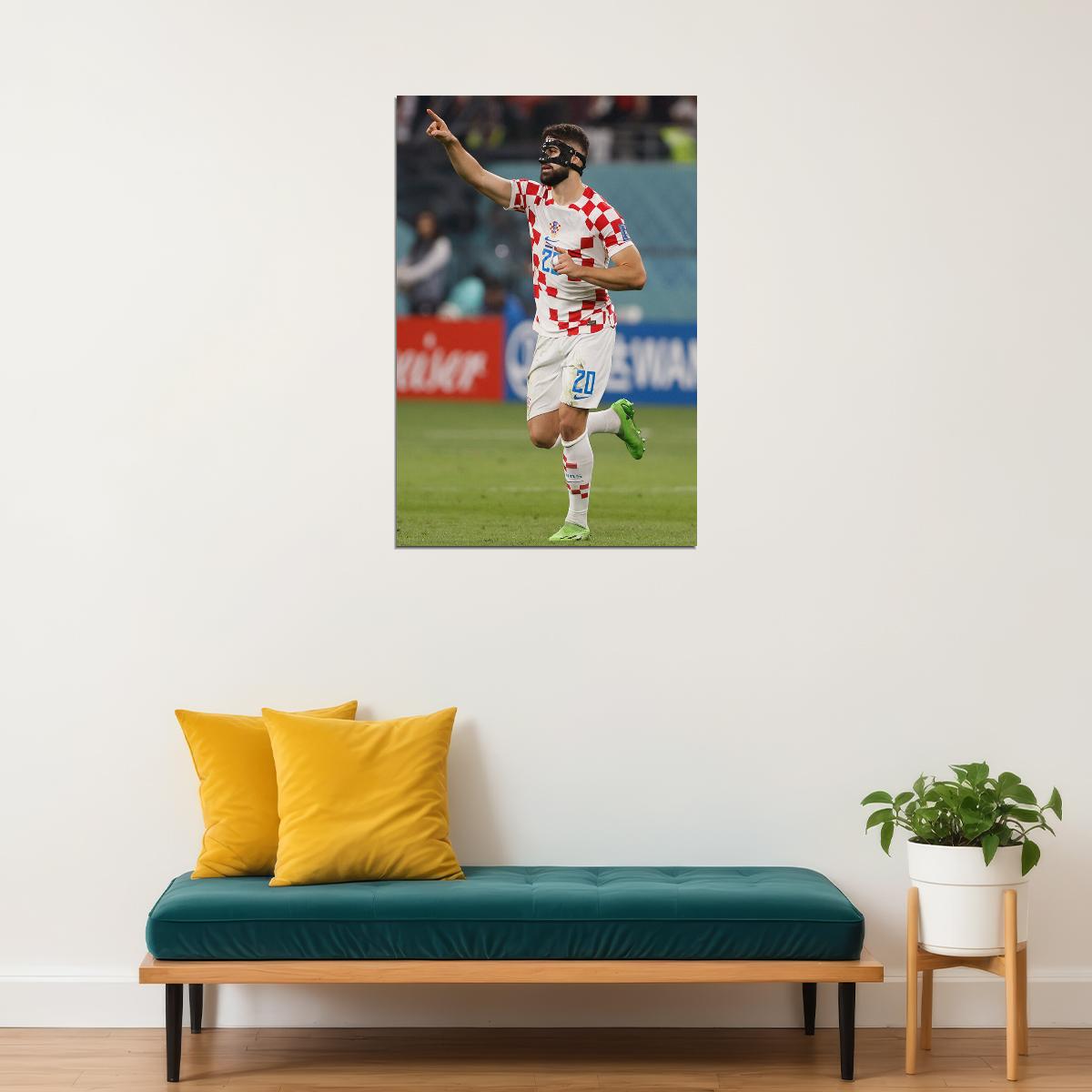 Josko Gvardiol Croatia National Team World Cup Poster Wall Art Print Home Wall Decor