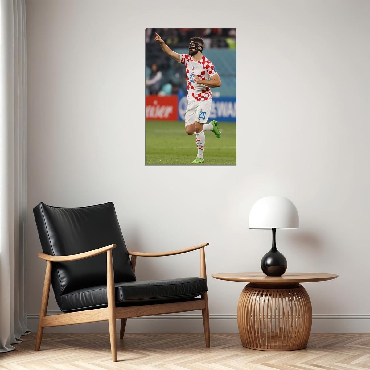 Josko Gvardiol Croatia National Team World Cup Poster Wall Art Print Home Wall Decor