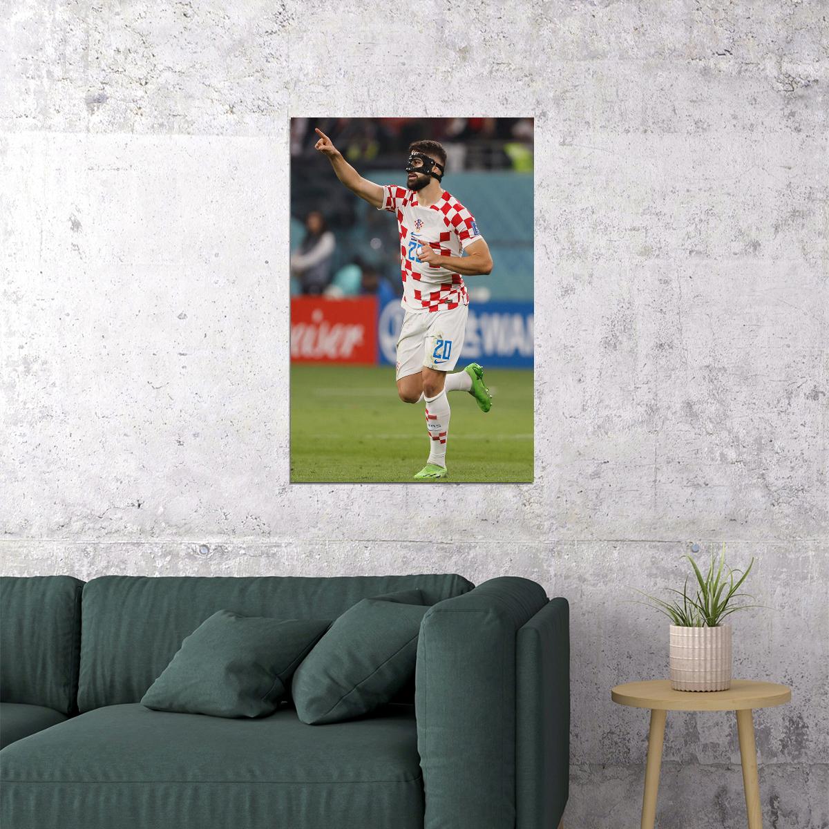 Josko Gvardiol Croatia National Team World Cup Poster Wall Art Print Home Wall Decor