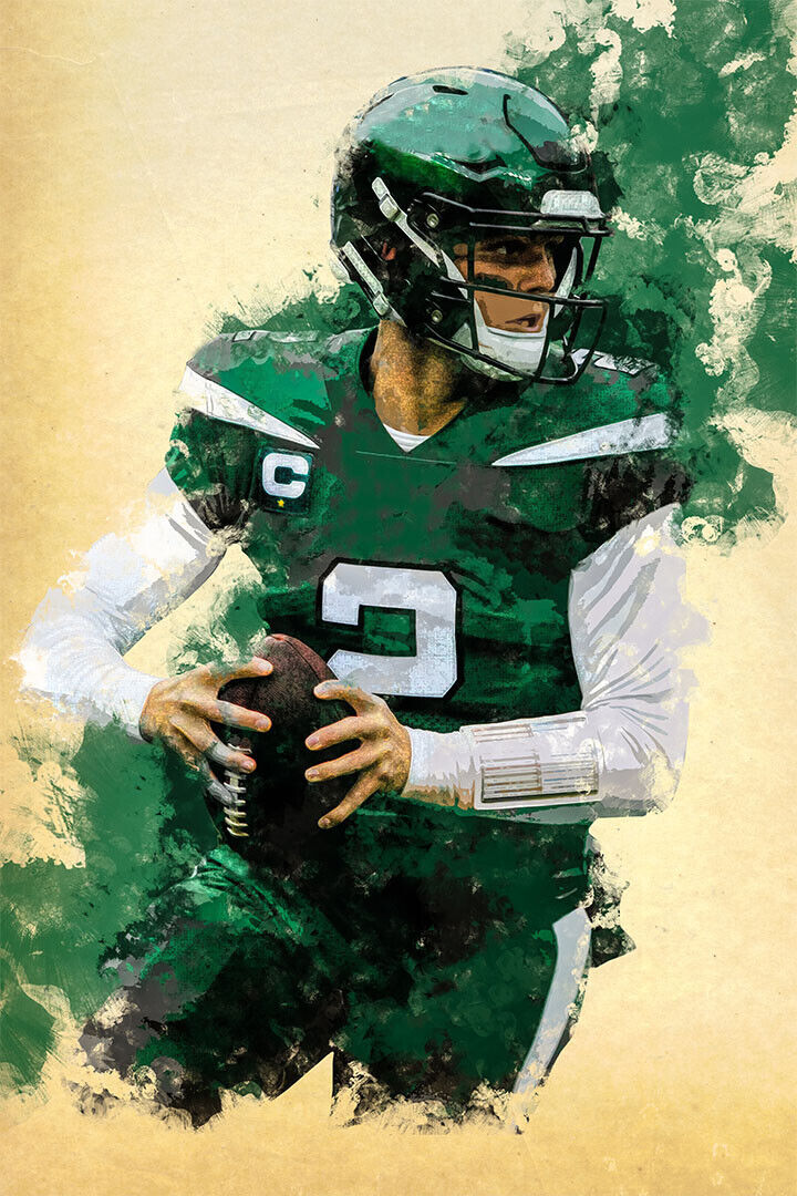 New York Jets Zach Wilson American Football Player Poster Wall Art Print Home Wall Decor - xonomax