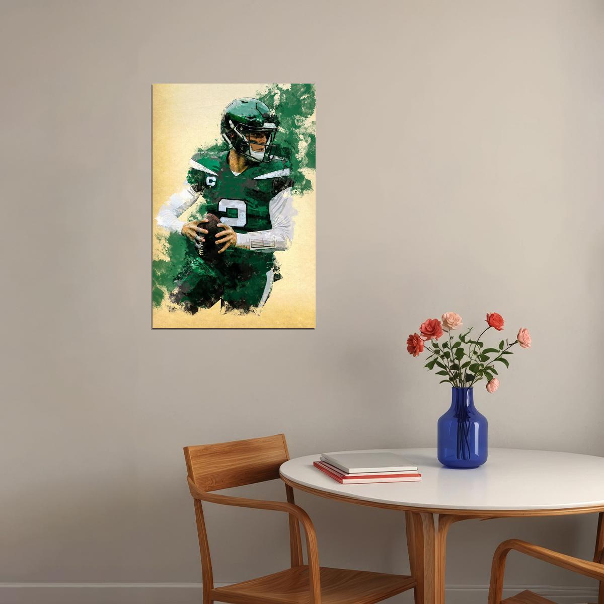 New York Jets Zach Wilson American Football Player Poster Wall Art Print Home Wall Decor - xonomax