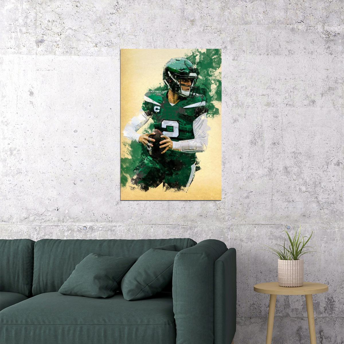 New York Jets Zach Wilson American Football Player Poster Wall Art Print Home Wall Decor - xonomax