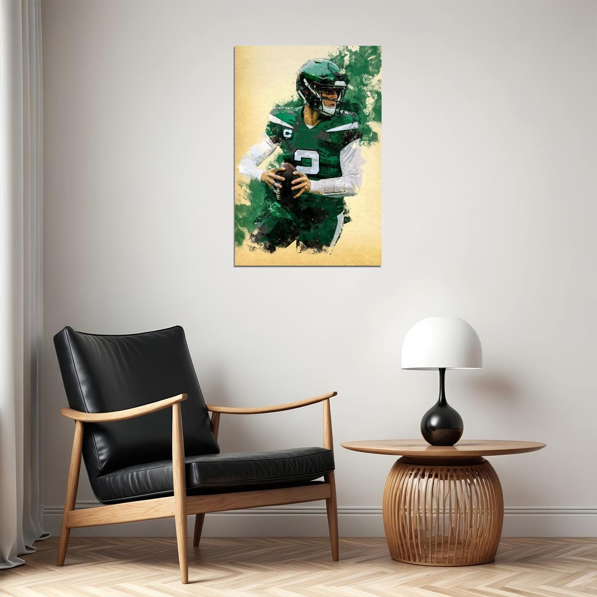 New York Jets Zach Wilson American Football Player Poster Wall Art Print Home Wall Decor - xonomax