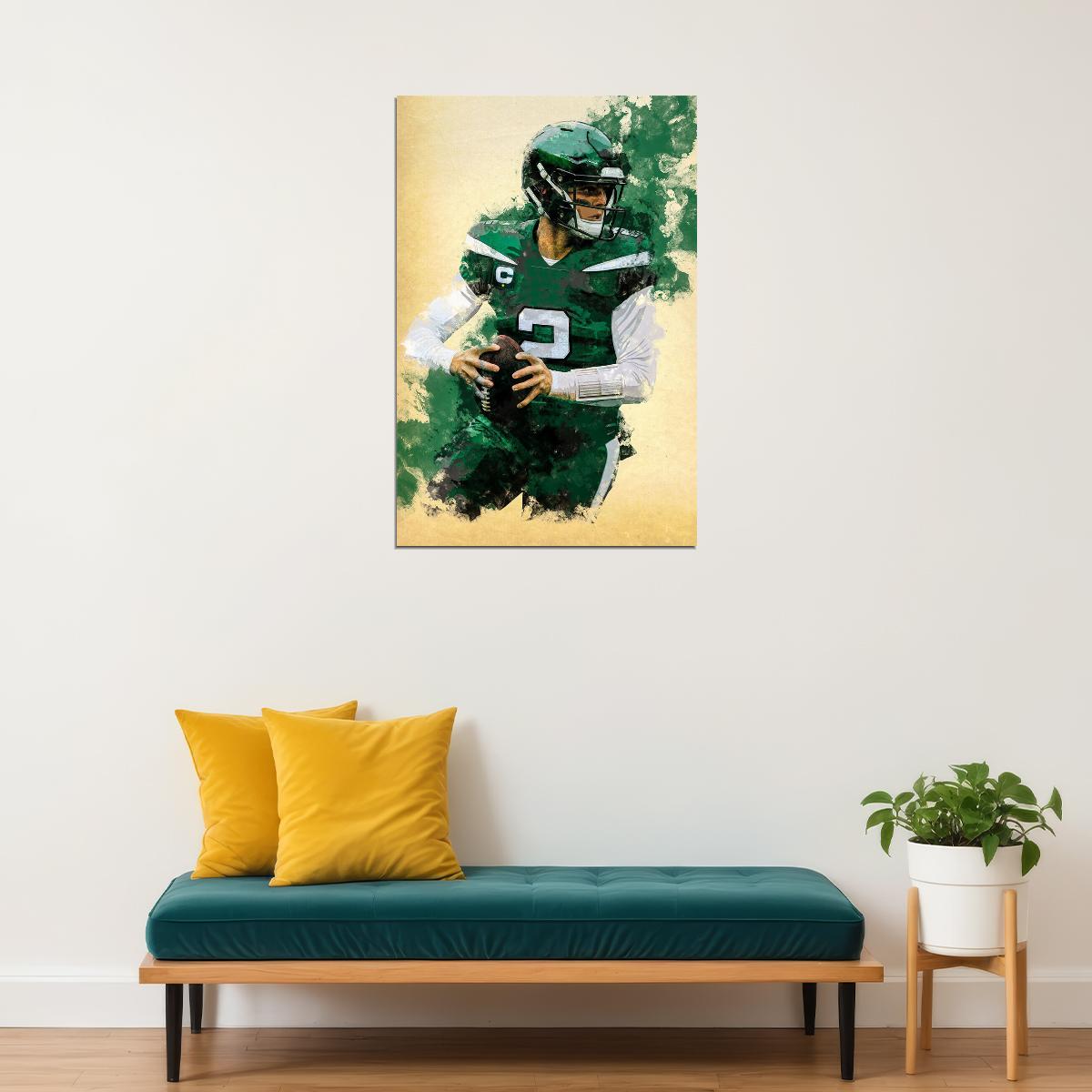New York Jets Zach Wilson American Football Player Poster Wall Art Print Home Wall Decor - xonomax