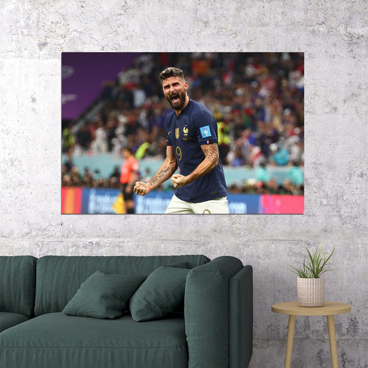 Olivier Giroud Goal Celebration France World Cup Fans Poster Wall Art Print Home Wall Decor - xonomax