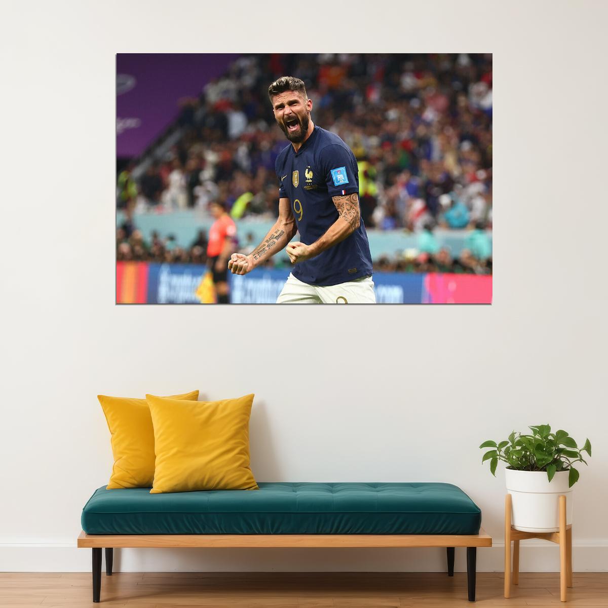 Olivier Giroud Goal Celebration France World Cup Fans Poster Wall Art Print Home Wall Decor - xonomax