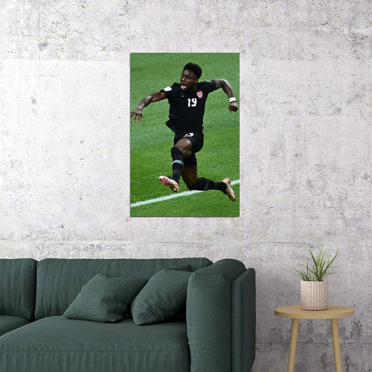 Alphonso Davies Canada Goal Celebration World Cup Poster Wall Art Print Home Wall Decor - xonomax