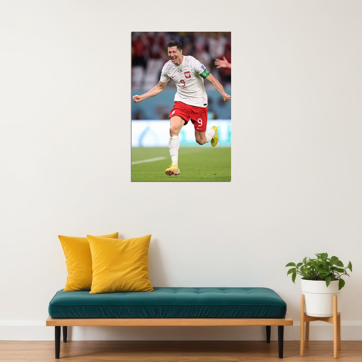 Robert Lewandowski Poland Goal Celebration Fans Poster Wall Art Print Home Wall Decor - xonomax