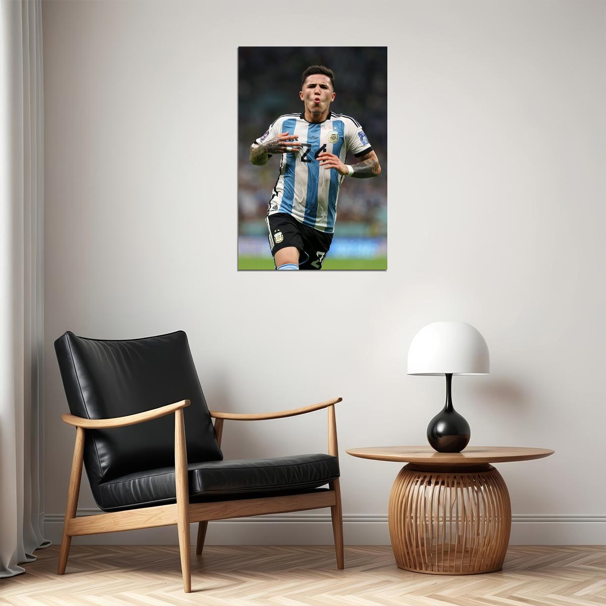Enzo Fernandez Argentina National Team Football Poster Wall Art Print Home Wall Decor - xonomax