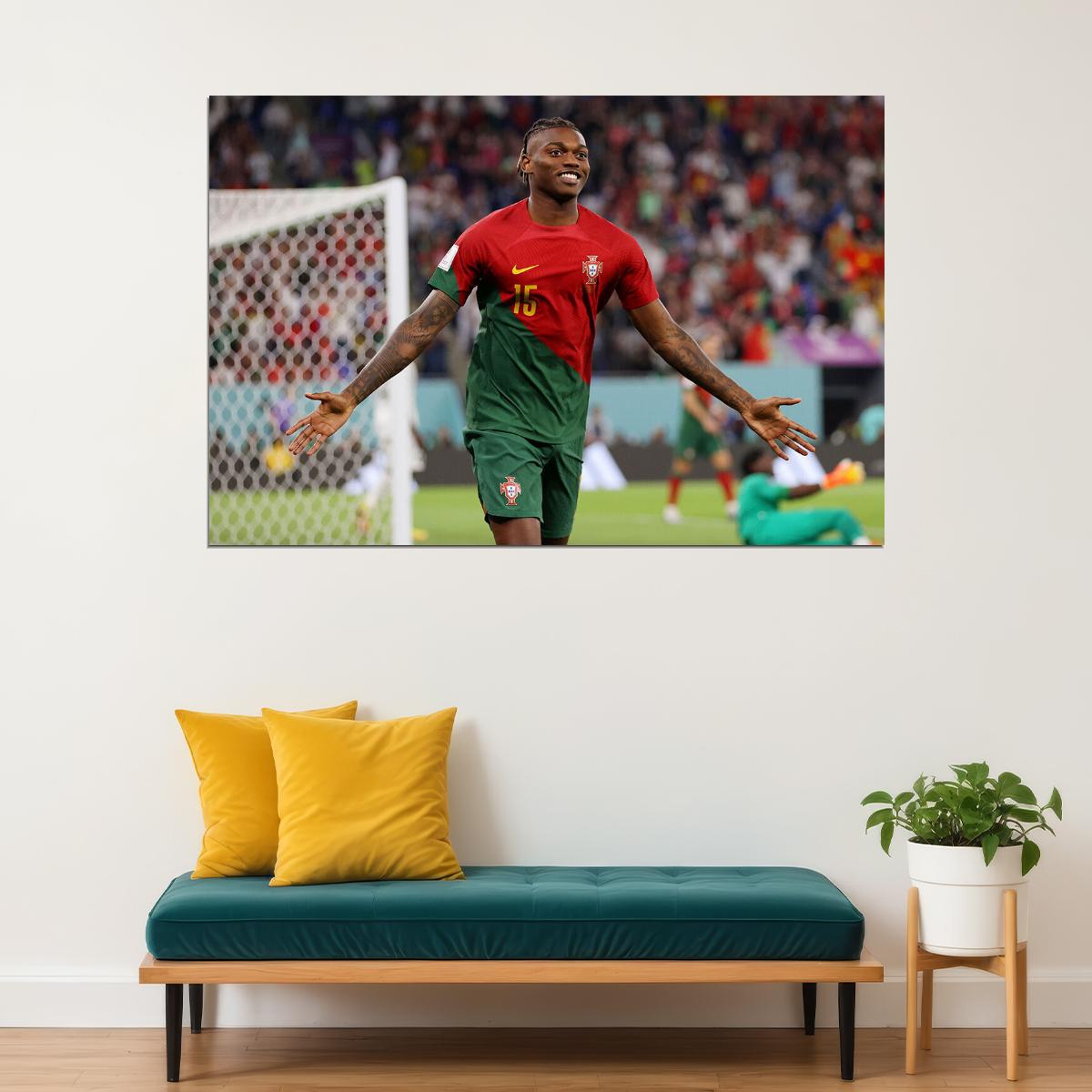 Rafael Leao Goal Celebration Portugal National Team Poster Wall Art Print Home Wall Decor - xonomax