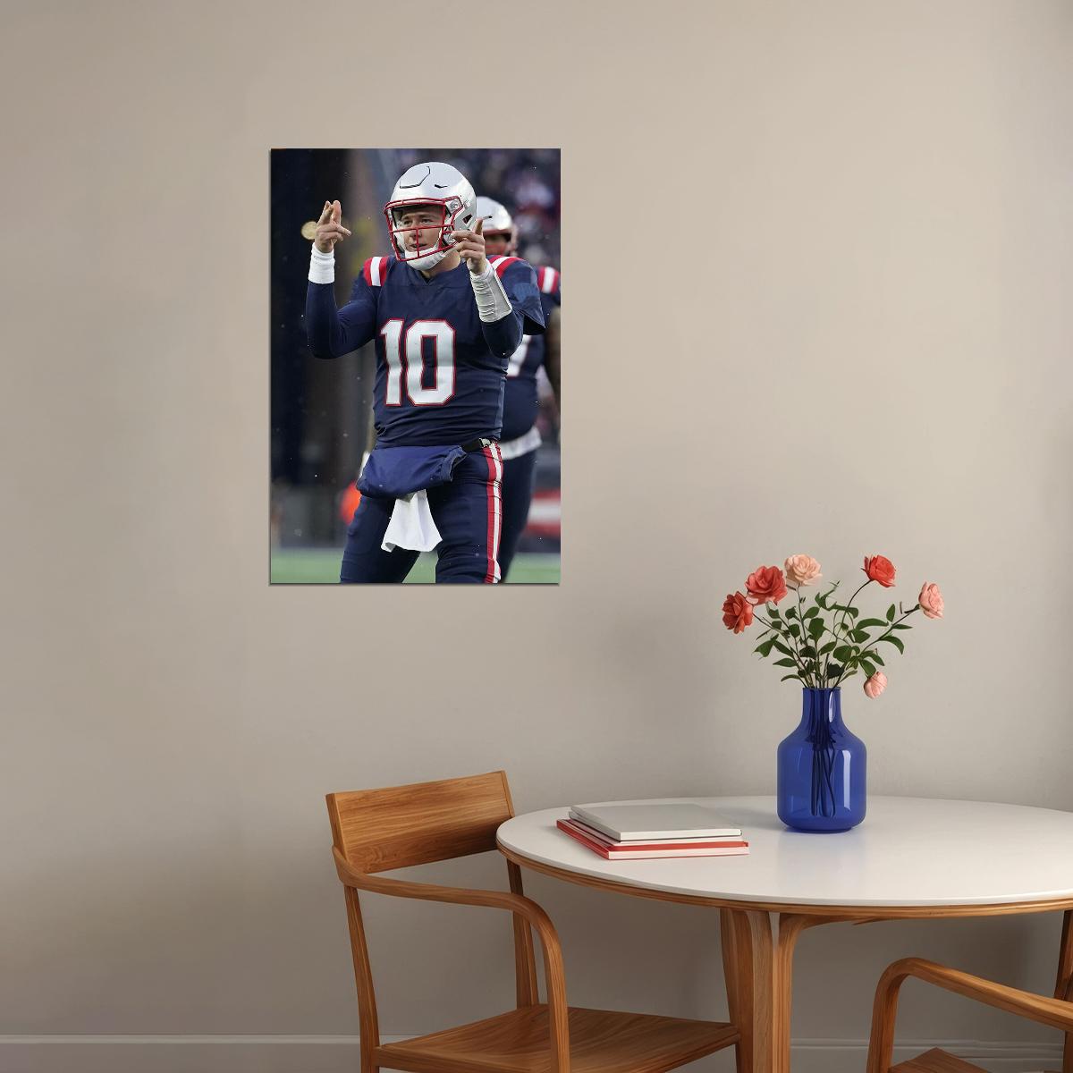 New England Patriots Mac Jones American Football Player Poster Wall Art Print Home Wall Decor - xonomax