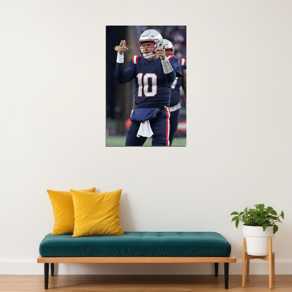 New England Patriots Mac Jones American Football Player Poster Wall Art Print Home Wall Decor - xonomax
