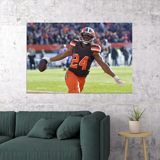 Cleveland Browns American Football Player 24 Nick Chubb Poster Wall Art Print Home Wall Decor - xonomax
