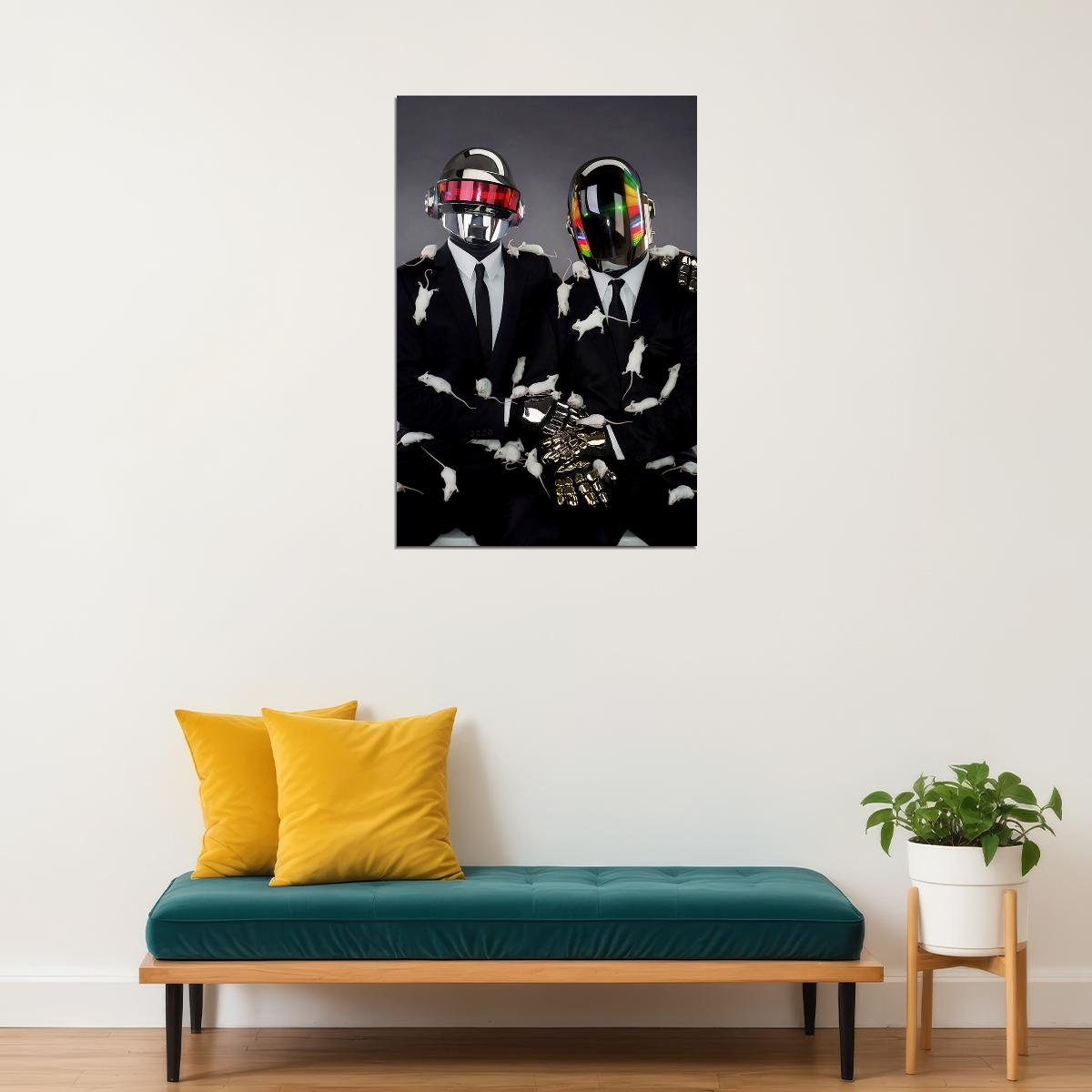 Daft Punk Music Artists Music Duo Men In Helmets Poster Wall Art Print Home Wall Decor - xonomax