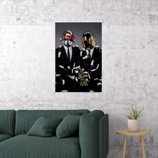 Daft Punk Music Artists Music Duo Men In Helmets Poster Wall Art Print Home Wall Decor - xonomax